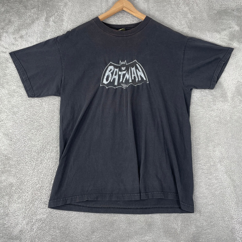 Batman Shirt Mens Large Black 2001 Warner Bros DC Comics Movie Promo Y2K Tee
